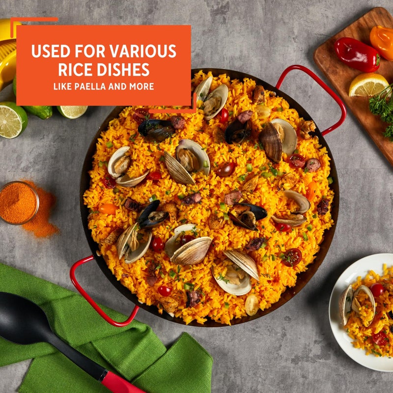 إيموسا IMUSA USA 6 بوصات من الفولاذ الكربوني المطلي بمقابض Paella غير لاصقة باللون الأسود والأحمر - Image 5